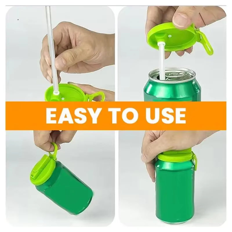 Soda Can Lid with Straw – Reusable Can Stopper for Soda, Beer, Juice, and More!